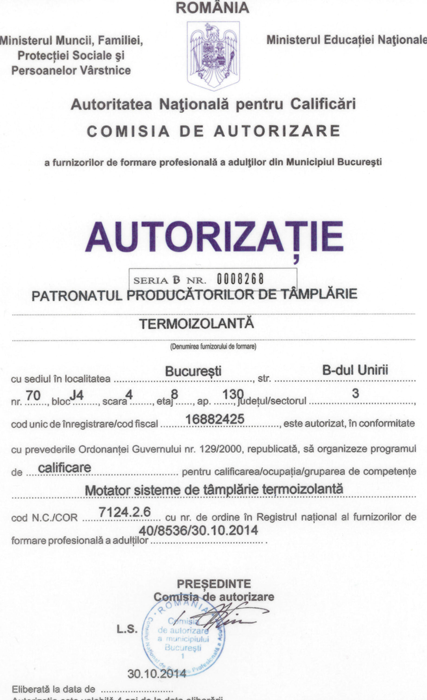 PPTT Autorizatie 2014